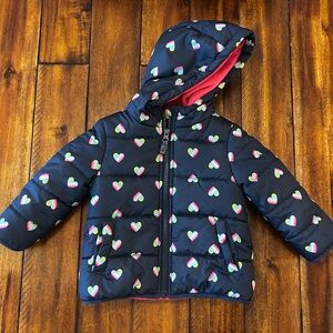 Carters Heart Patterned Puffer Jacket